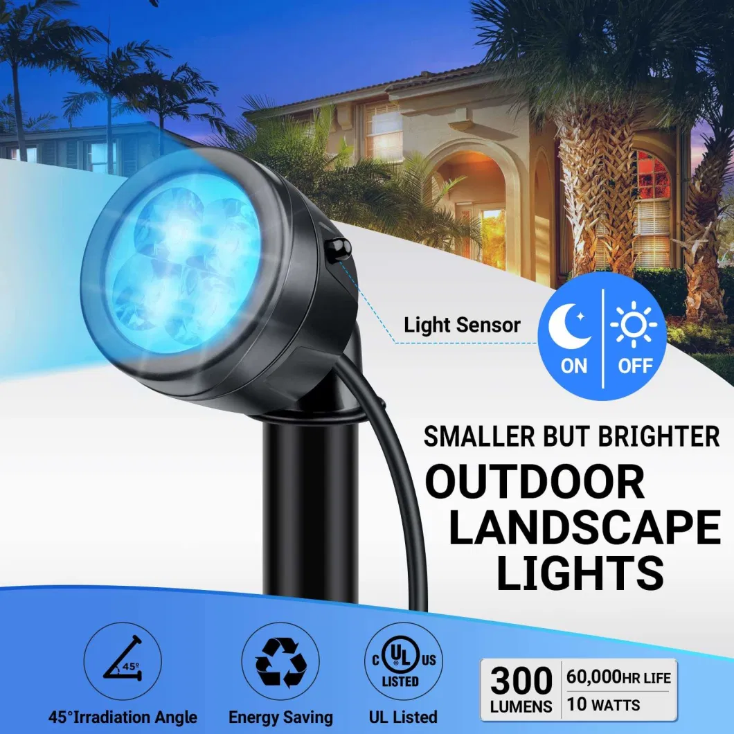 IP68 Waterproof 360 Degree Adjustable Lighting for Yard Outdoor LED Spotlights Auto on/off 12W Color Changing Landscaping Lights