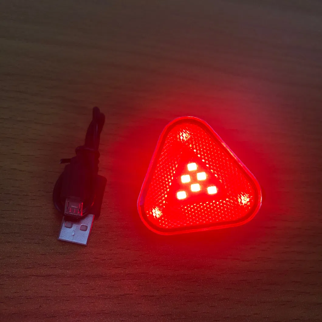 Triangle Shape 6PCS SMD Battery Operated Bicycle Taillight 2*Cr2032 Road Mountain Bicycle Front Lamp 3 Flash Modes Outdoor Camping Bike Rear Light